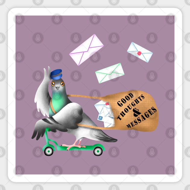Pigeon Express (Mauve Background) Magnet by illucalliart